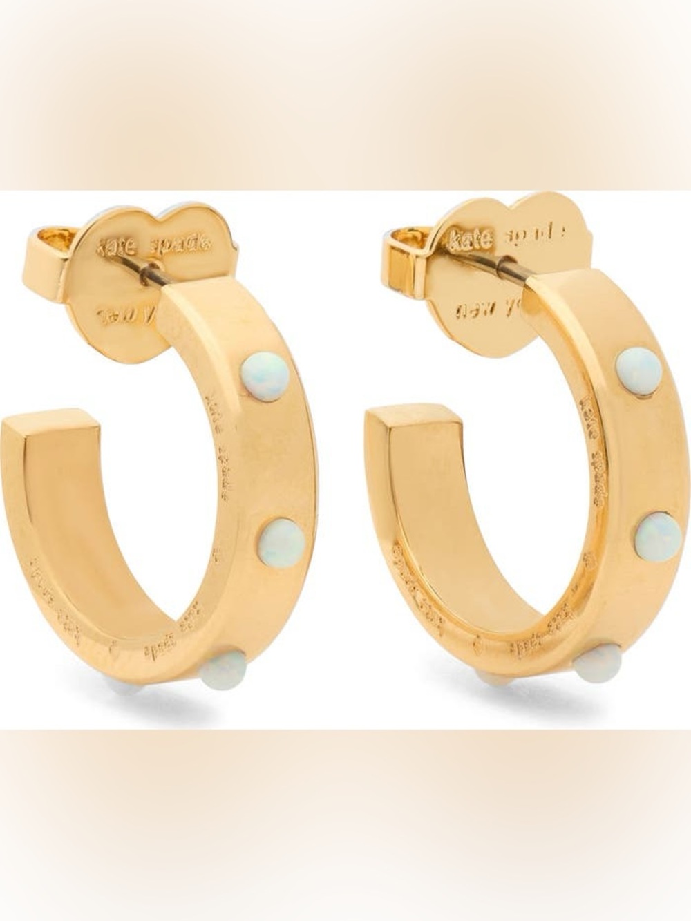 small faux opal huggie hoop earrings